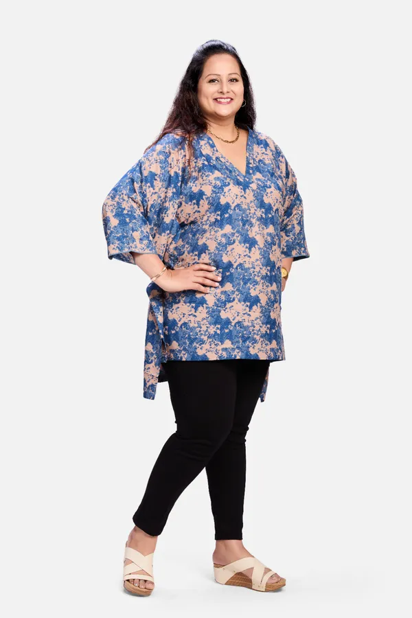 Pink_Blue_Rayon_Kaftan_Long_Short_Hem_Top_For_Women