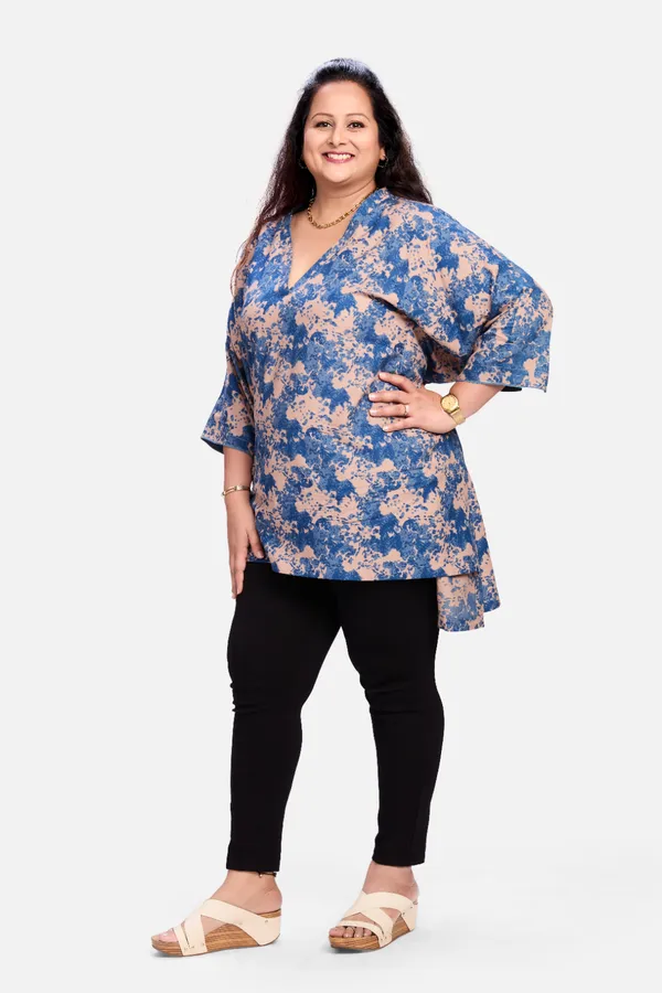 Pink_Blue_Rayon_Kaftan_Long_Short_Hem_Top_For_Women