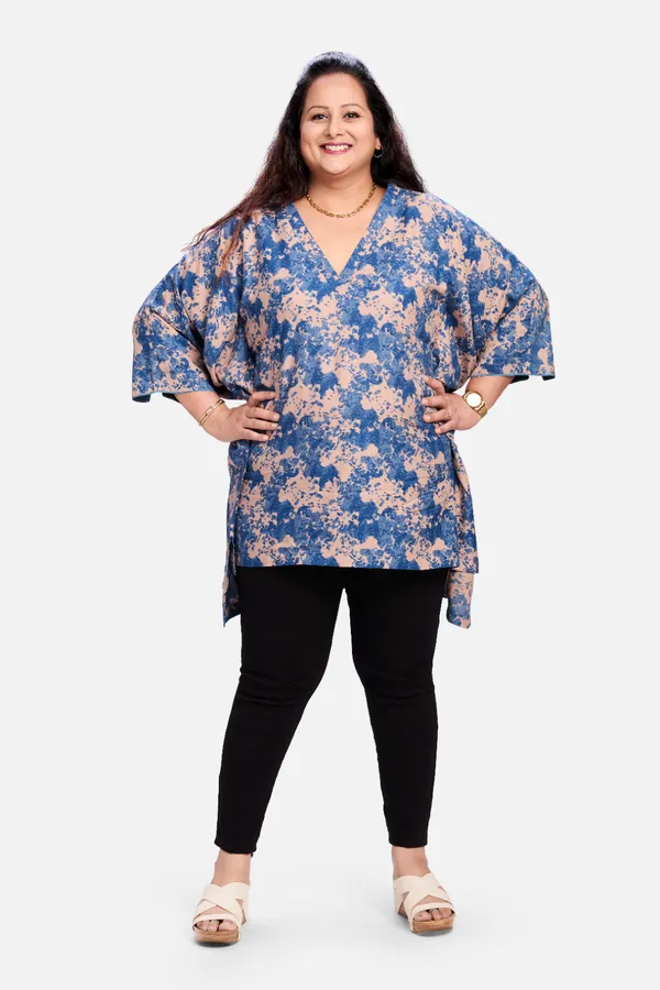 Pink_Blue_Rayon_Kaftan_Long_Short_Hem_Top_For_Women
