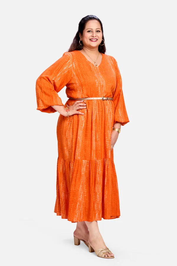Orange_Rayon_Tiered_Dress_For_Women