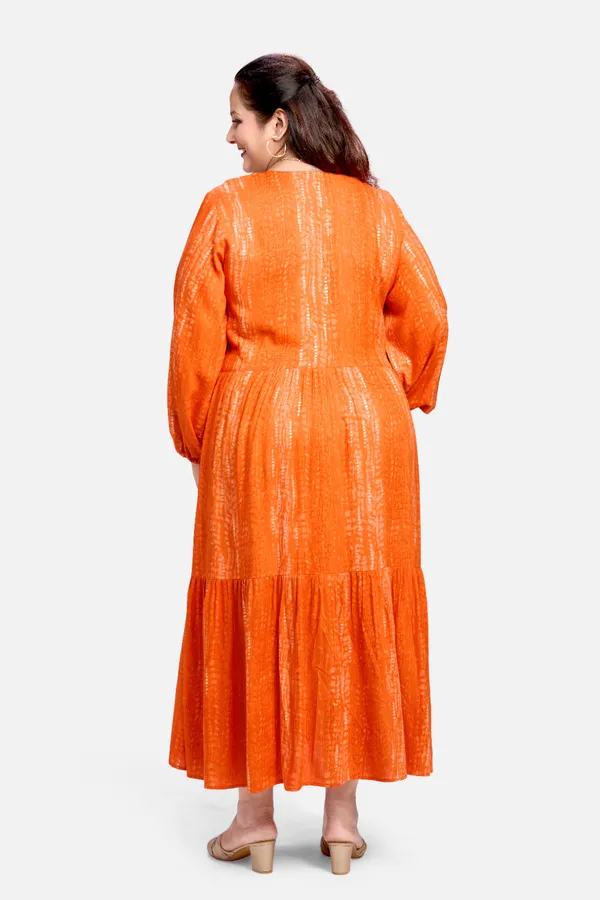 Orange_Rayon_Tiered_Dress_For_Women