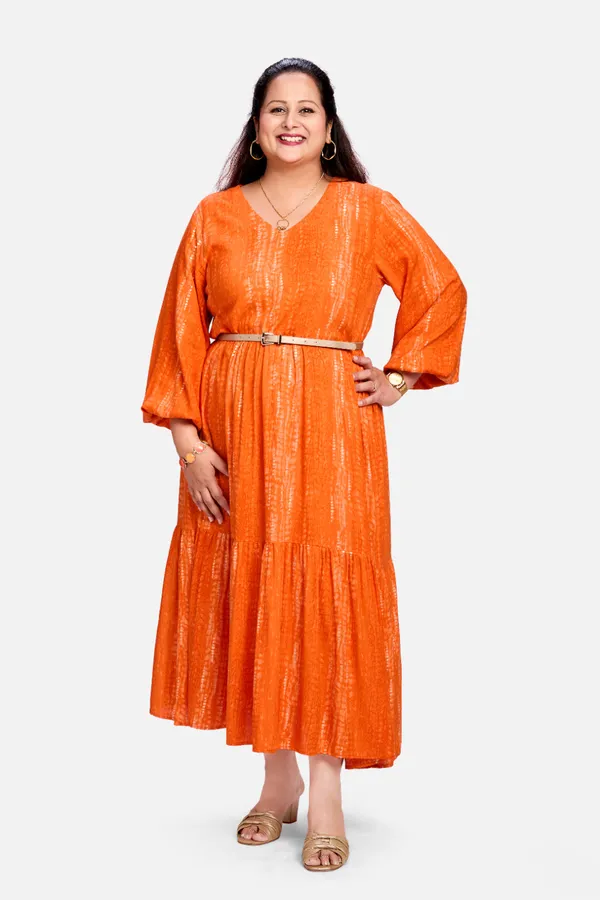 Orange_Rayon_Tiered_Dress_For_Women