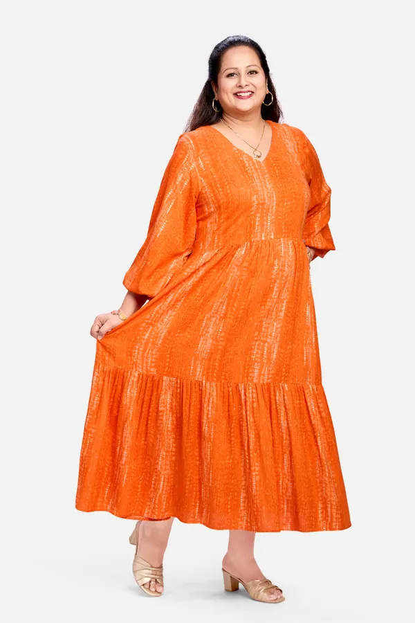 Orange_Rayon_Tiered_Dress_For_Women