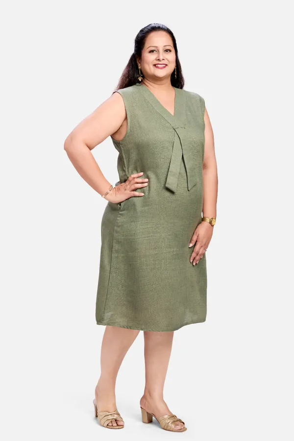 Olive_Green_Cotton_Linen_Sleeveless_Dress_For_Women