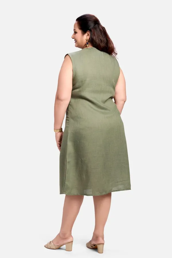 Olive_Green_Cotton_Linen_Sleeveless_Dress_For_Women