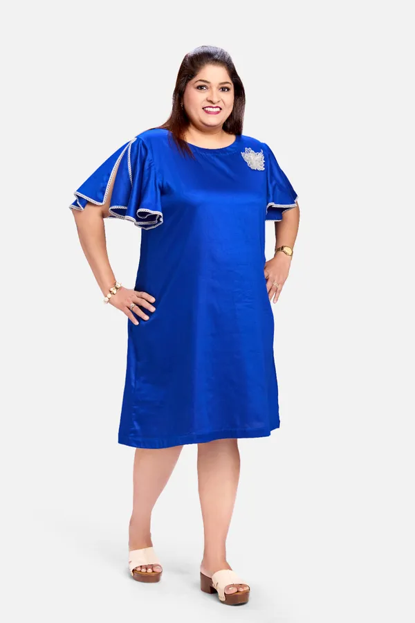Blue_Cotton_Satin_Motif_Dress_For_Women