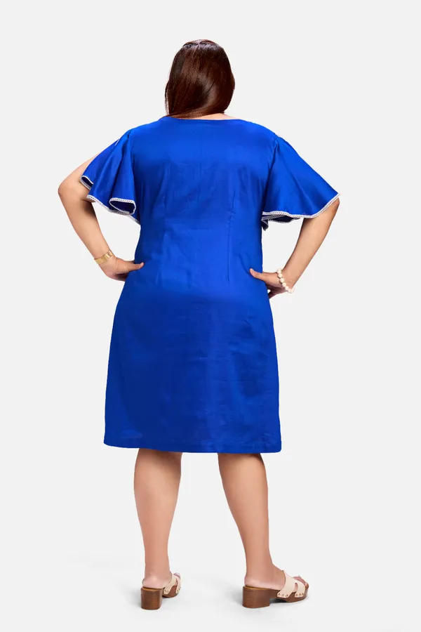 Blue_Cotton_Satin_Motif_Dress_For_Women