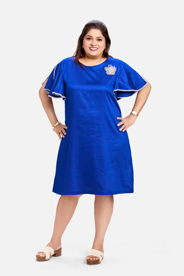 Blue_Cotton_Satin_Motif_Dress_For_Women