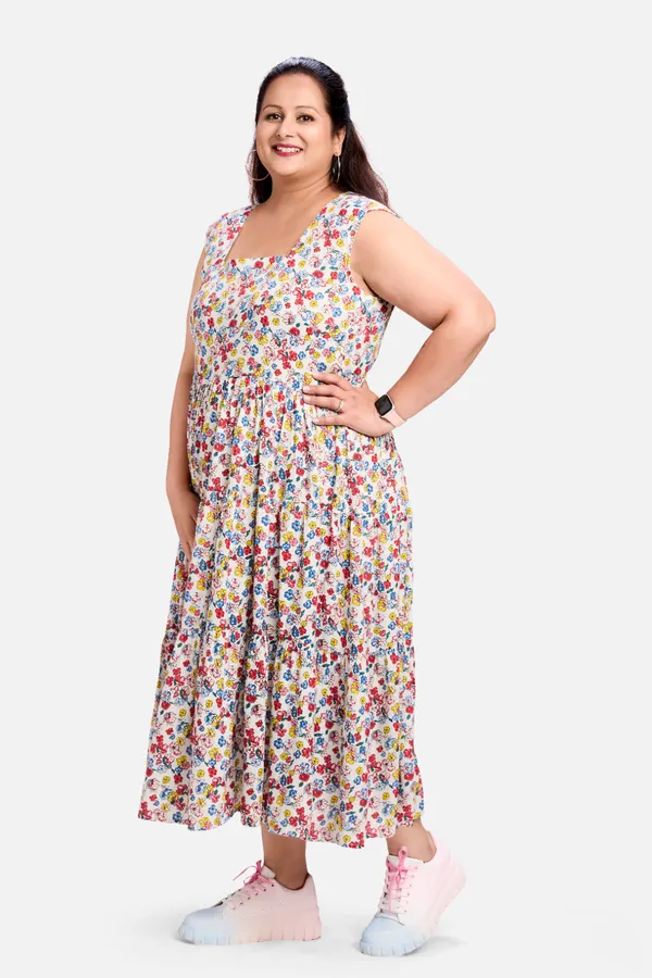Multicolour_Rayon_Floral_Tiered_Sleeveless_Dress_For_Women