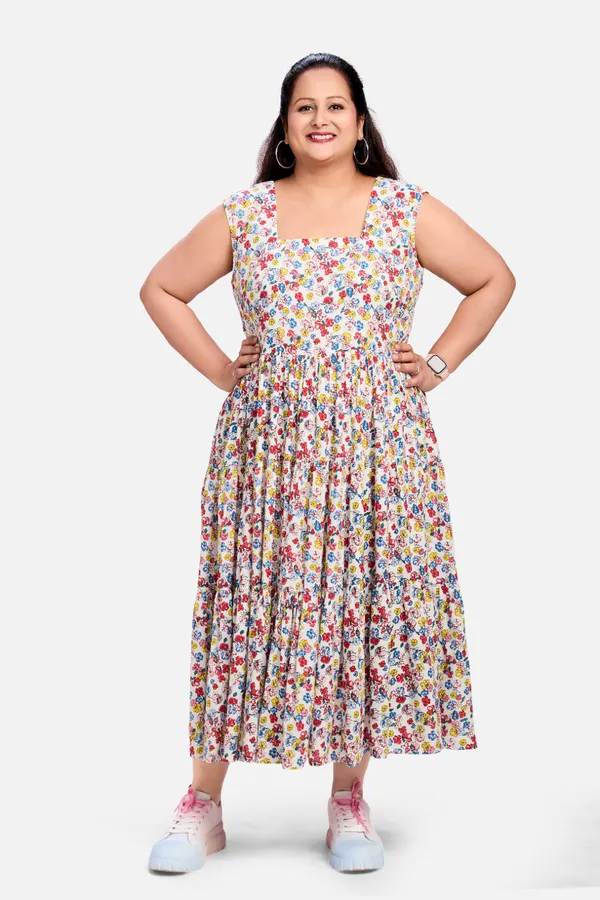 Multicolour_Rayon_Floral_Tiered_Sleeveless_Dress_For_Women