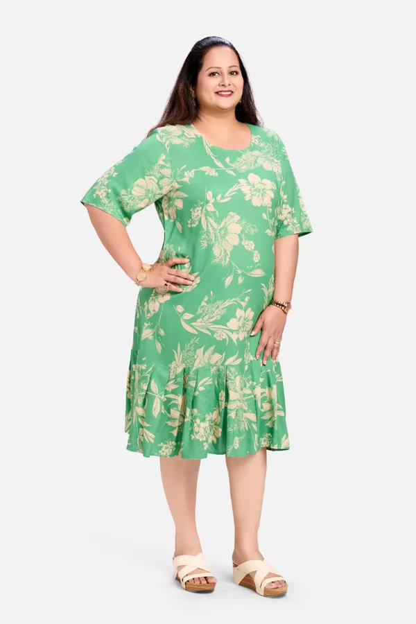 Green_Rayon_Floral_Print_Dress_For_Women