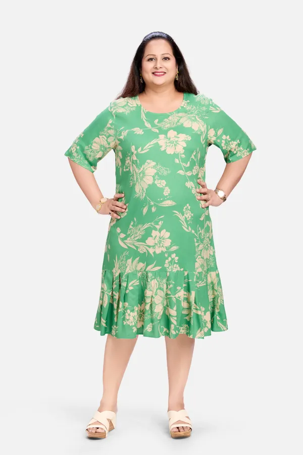 Green_Rayon_Floral_Print_Dress_For_Women