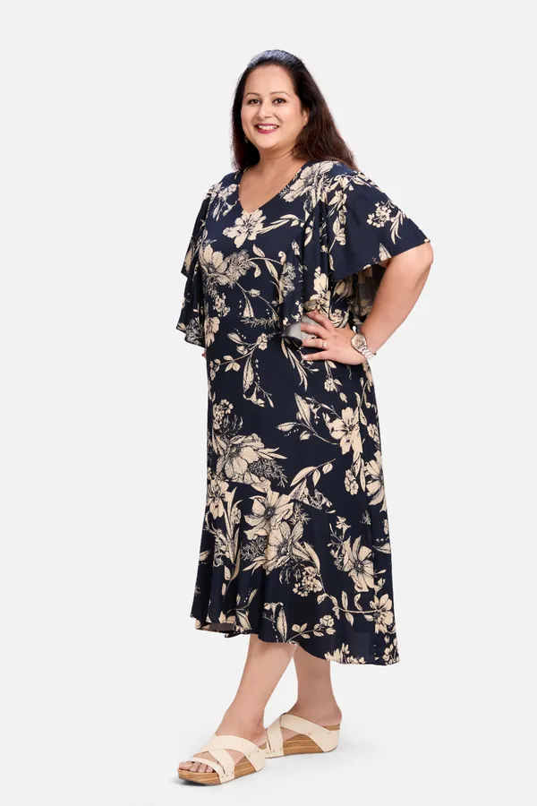 Navy_Blue_Rayon_Floral_Frill_Dress_For_Women