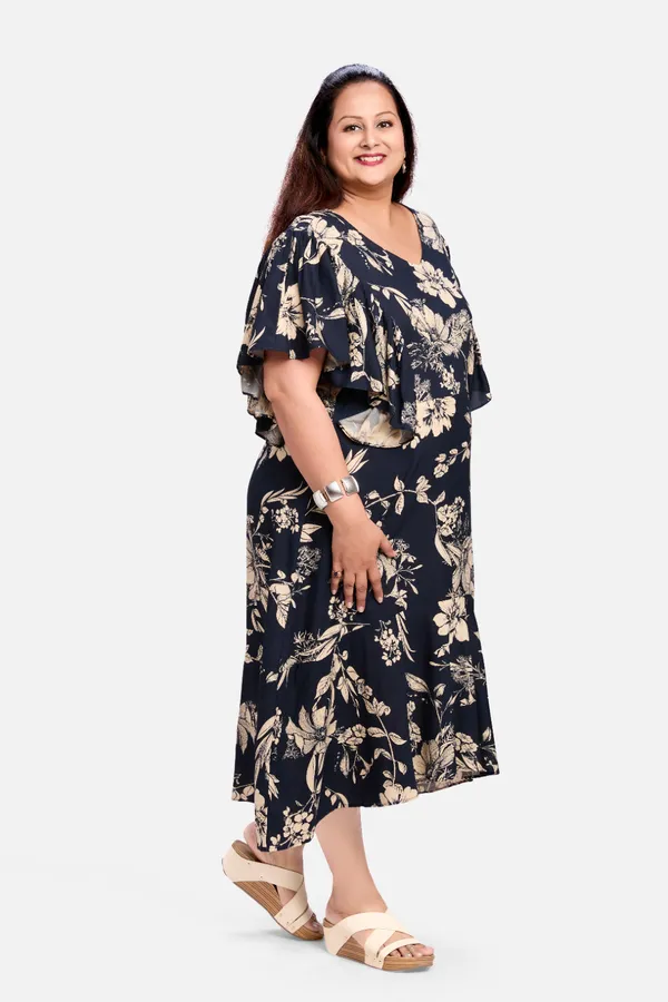 Navy_Blue_Rayon_Floral_Frill_Dress_For_Women