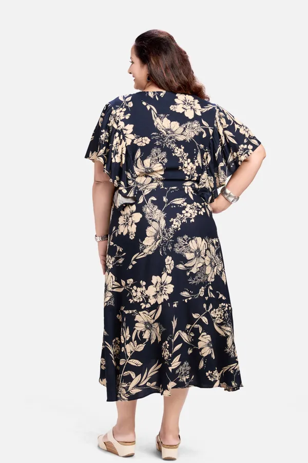 Navy_Blue_Rayon_Floral_Frill_Dress_For_Women