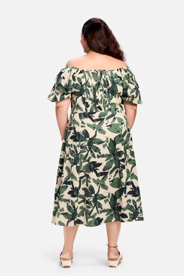 Green_Cotton_Floral_Smocked_Dress_For_Women