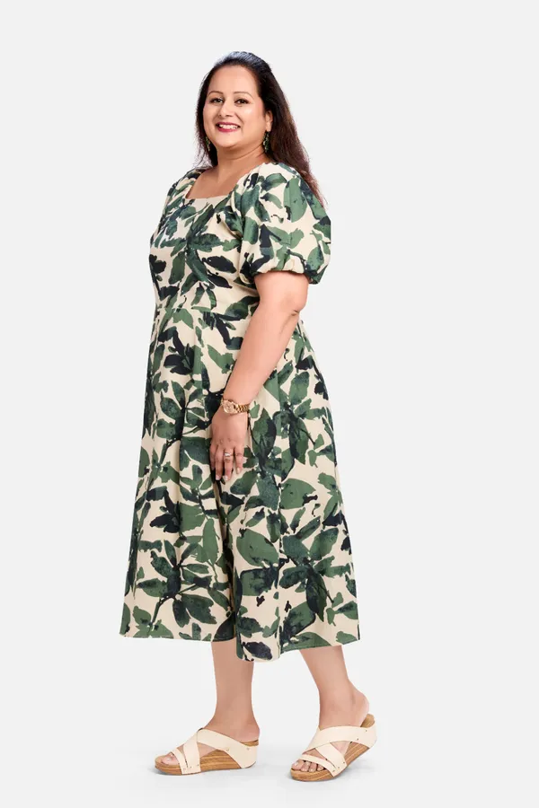 Green_Cotton_Floral_Smocked_Dress_For_Women