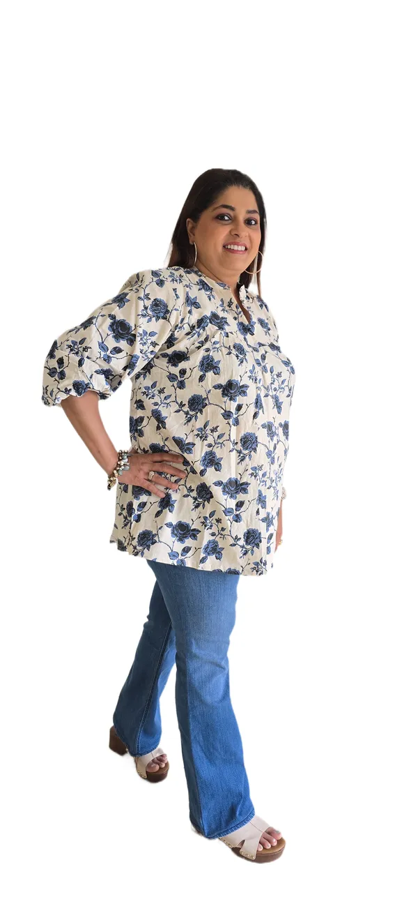 White_Cotton_Floral_Print_Top_For_Women