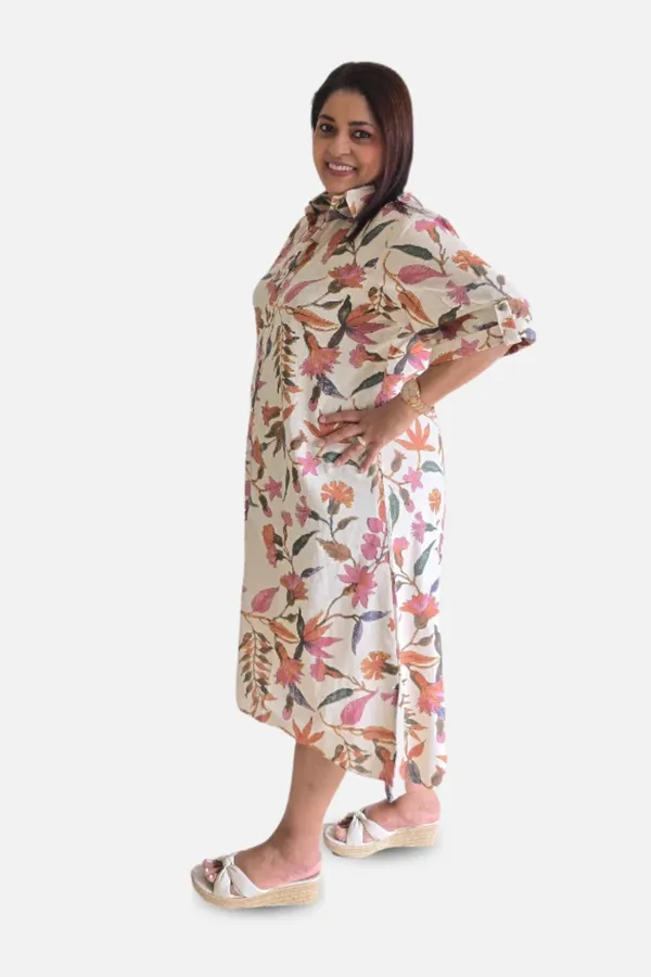 White_Cotton_Floral_Shirt_Dress_For_Women