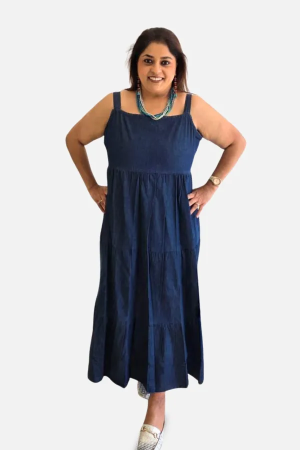 Blue_Soft_Denim_Smocked_Tiered_Midi_Dress_For_Women