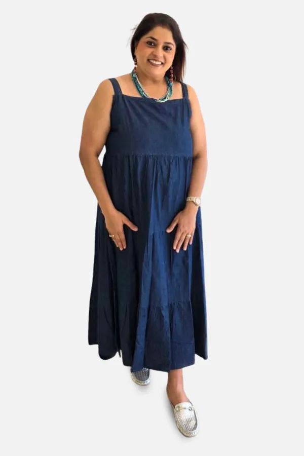 Blue_Soft_Denim_Smocked_Tiered_Midi_Dress_For_Women