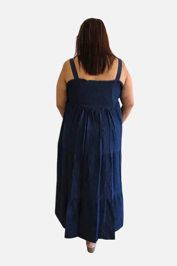 Blue_Soft_Denim_Smocked_Tiered_Midi_Dress_For_Women
