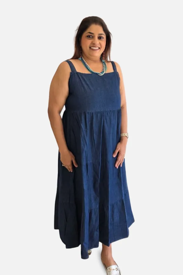 Blue_Soft_Denim_Smocked_Tiered_Midi_Dress_For_Women