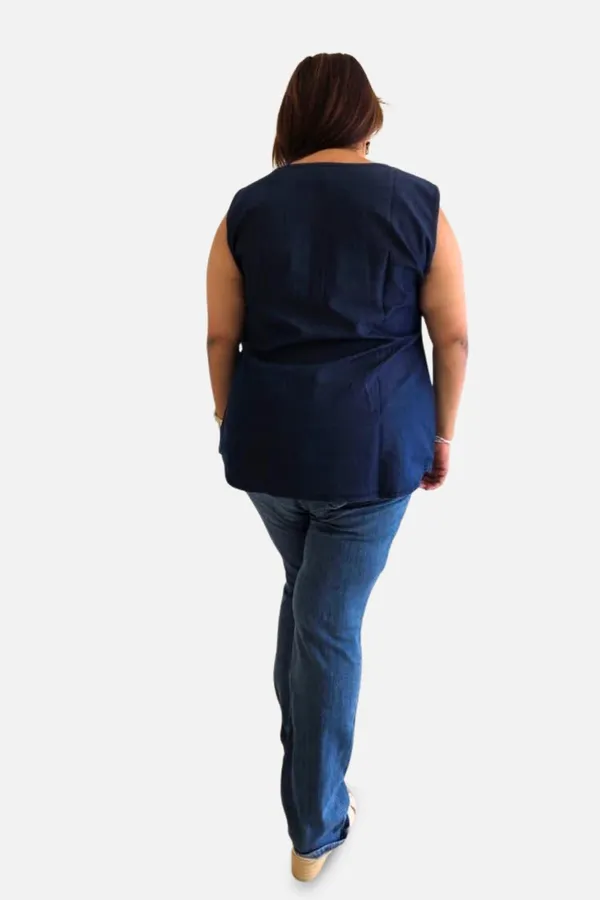 Blue_Soft_Denim_Relaxed_Fit_Star_Print_Top_For_Women