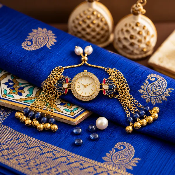 Gold_Tone_Decorative_Bracelet_Watch_For_Women