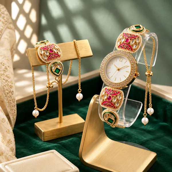 Gold_Tone_Kundan_Style_Analog_Watch_And_Bracelet_Set_For_Women