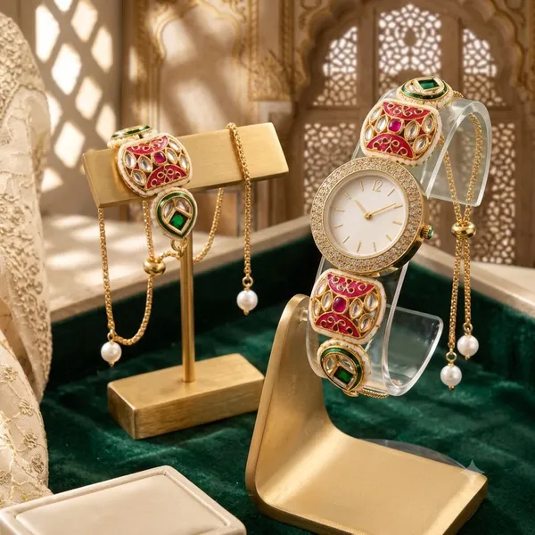 Gold_Tone_Kundan_Style_Analog_Watch_And_Bracelet_Set_For_Women