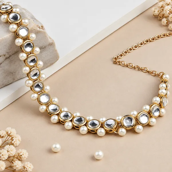 Gold_Tone_Pearl_Embellished_Necklace_For_Women