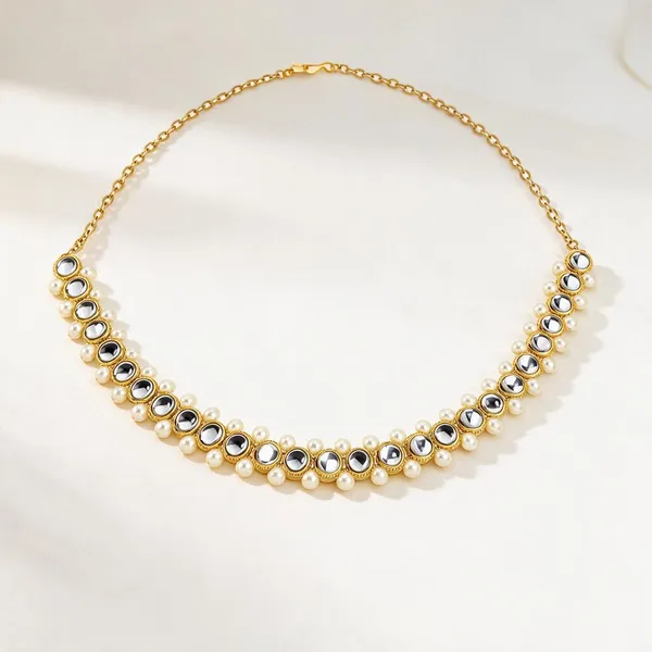 Gold_Tone_Pearl_Embellished_Necklace_For_Women