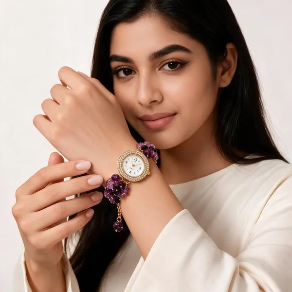 Gold_Tone_Embellished_Bracelet_Watch_For_Women