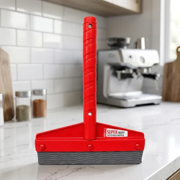 Plastic_Red_Ribbed_Blade_Long_Handle_Kitchen_Floor_Wiper
