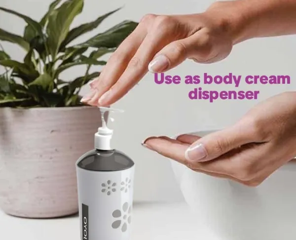 Plastic_Floral_Print_White_Grey_Liquid_Soap_Dispenser