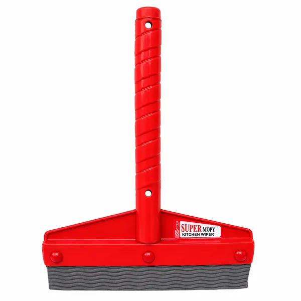 Plastic_Red_Ribbed_Blade_Long_Handle_Kitchen_Floor_Wiper