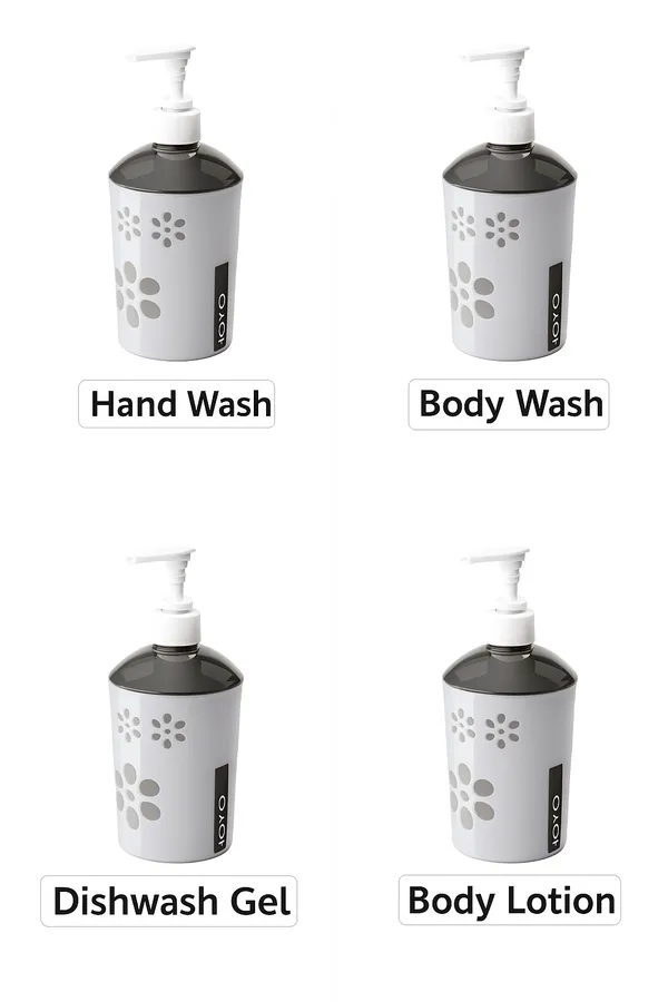 Plastic_Floral_Print_White_Grey_Liquid_Soap_Dispenser
