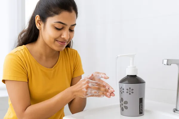 Plastic_Floral_Print_White_Grey_Liquid_Soap_Dispenser