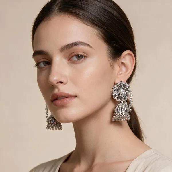 Oxidized_Silver_Alloy_Pearl_Ghungroo_Chain_Jhumka_Earrings_For_Women