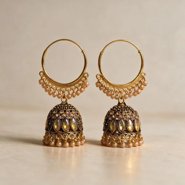Antique_Gold_Kundan_Pearl_Beads_Jhumka_Earrings_For_Women