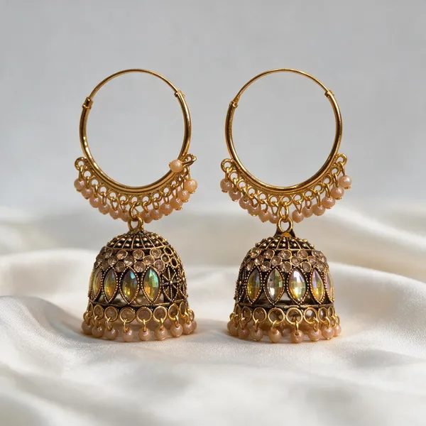 Antique_Gold_Kundan_Pearl_Beads_Jhumka_Earrings_For_Women