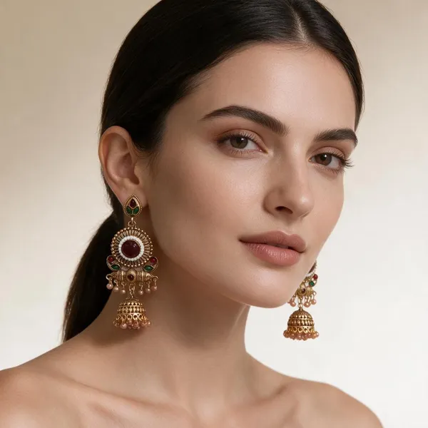 Antique_Gold_Black_Stone_Pearl_Alloy_Jhumka_Earrings_For_Women_Pack_Of_2