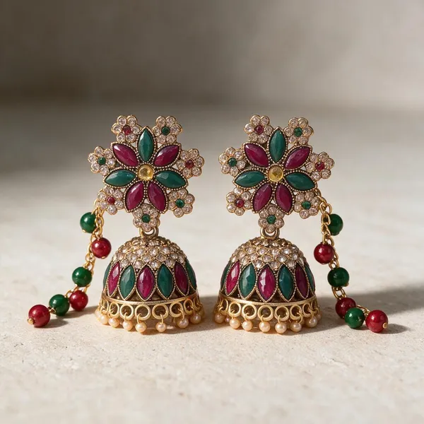 Gold_Kundan_Multicolour_Moti_Traditional_Jhumka_Earrings_For_Women