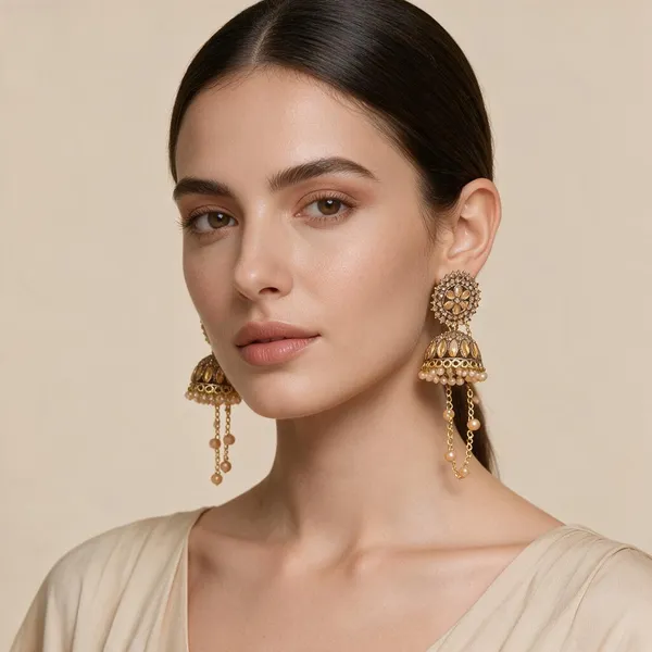 Gold_Tone_Alloy_Jhumka_Earrings_With_Ear_Chain_For_Women_Pack_Of_2