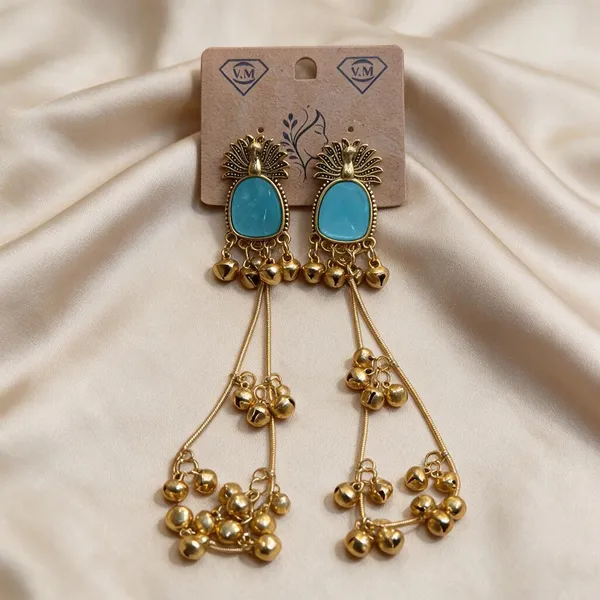 Antique_Gold_Turquoise_Stone_Tassel_Boho_Jhumka_Earrings_For_Women_Pack_Of_3