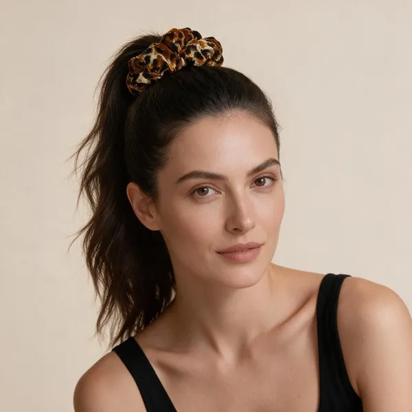 Brown_Leopard_Print_Velvet_Scrunchie_For_Women