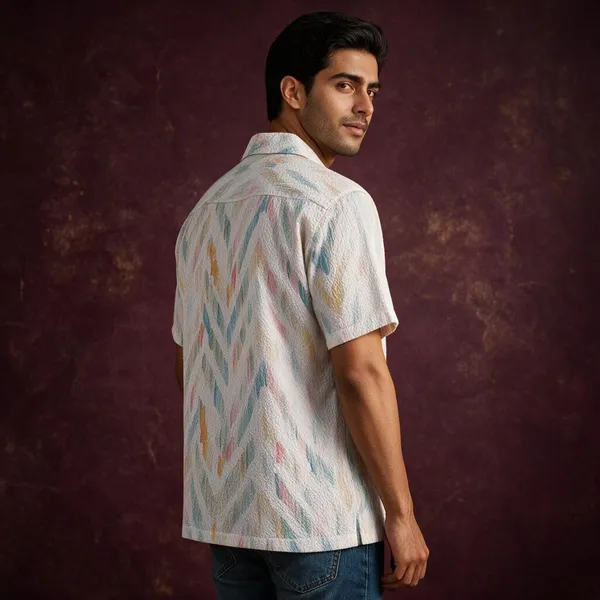White_Lightweight_Relaxed_Fit_Cuban_Collar_Shirt_For_Men