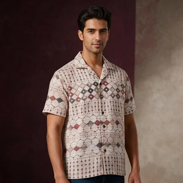 Multicolor_Lightweight_Relaxed_Fit_Cuban_Collar_Shirt_For_Men