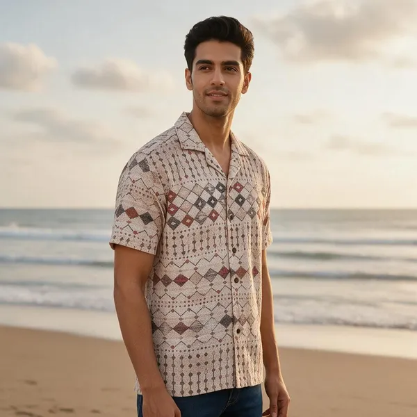Multicolor_Lightweight_Relaxed_Fit_Cuban_Collar_Shirt_For_Men